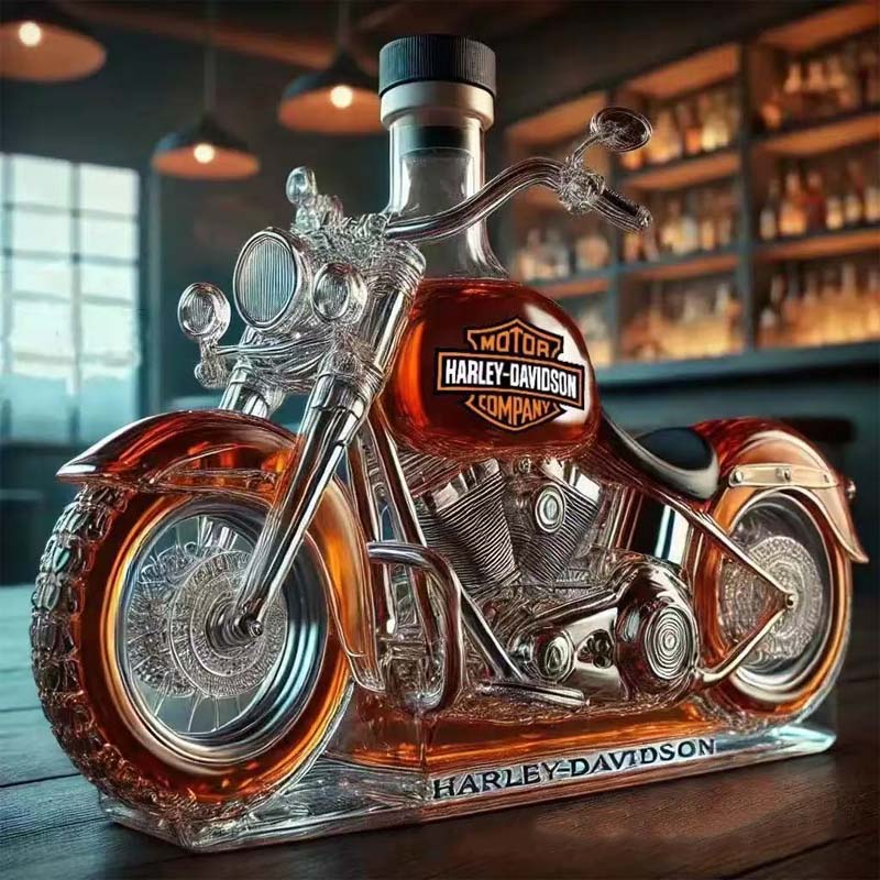 Kreativ vinflaske i glas til motorcykel