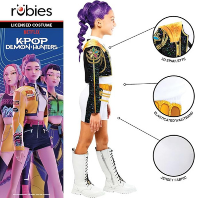 Skinnende K‑Pop Guldkostume til Børn (110–116 cm)