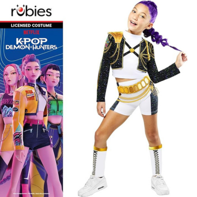 Skinnende K‑Pop Guldkostume til Børn (110–116 cm)
