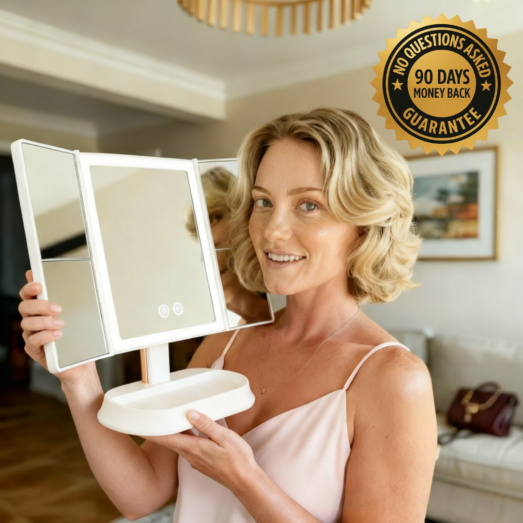 Trefoldet LED-makeupspejl