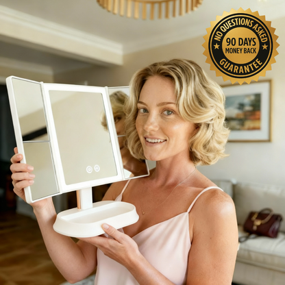 Trefoldet LED-makeupspejl