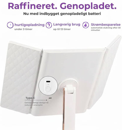 Trefoldet LED-makeupspejl