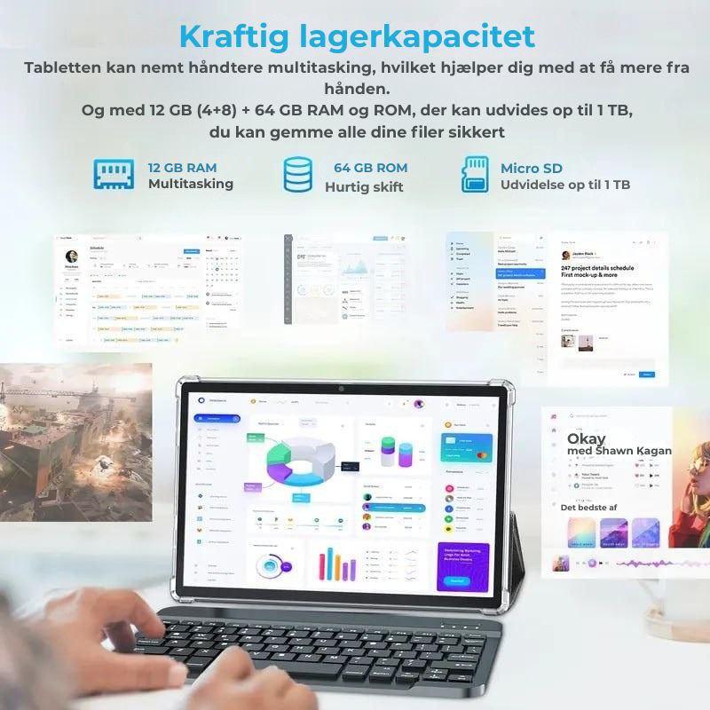 Lumen 2-i-1 tablet med tastatur og mus