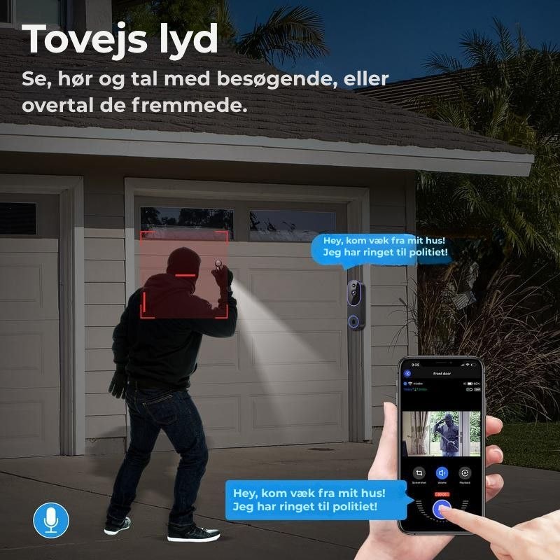 1080p trådløst videodørklokkekamera