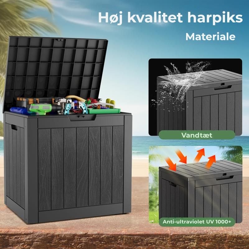 31-gallons opbevaringskasse til udendørs brug, vandtæt og UV-bestandig
