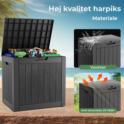 31-gallons opbevaringskasse til udendørs brug, vandtæt og UV-bestandig